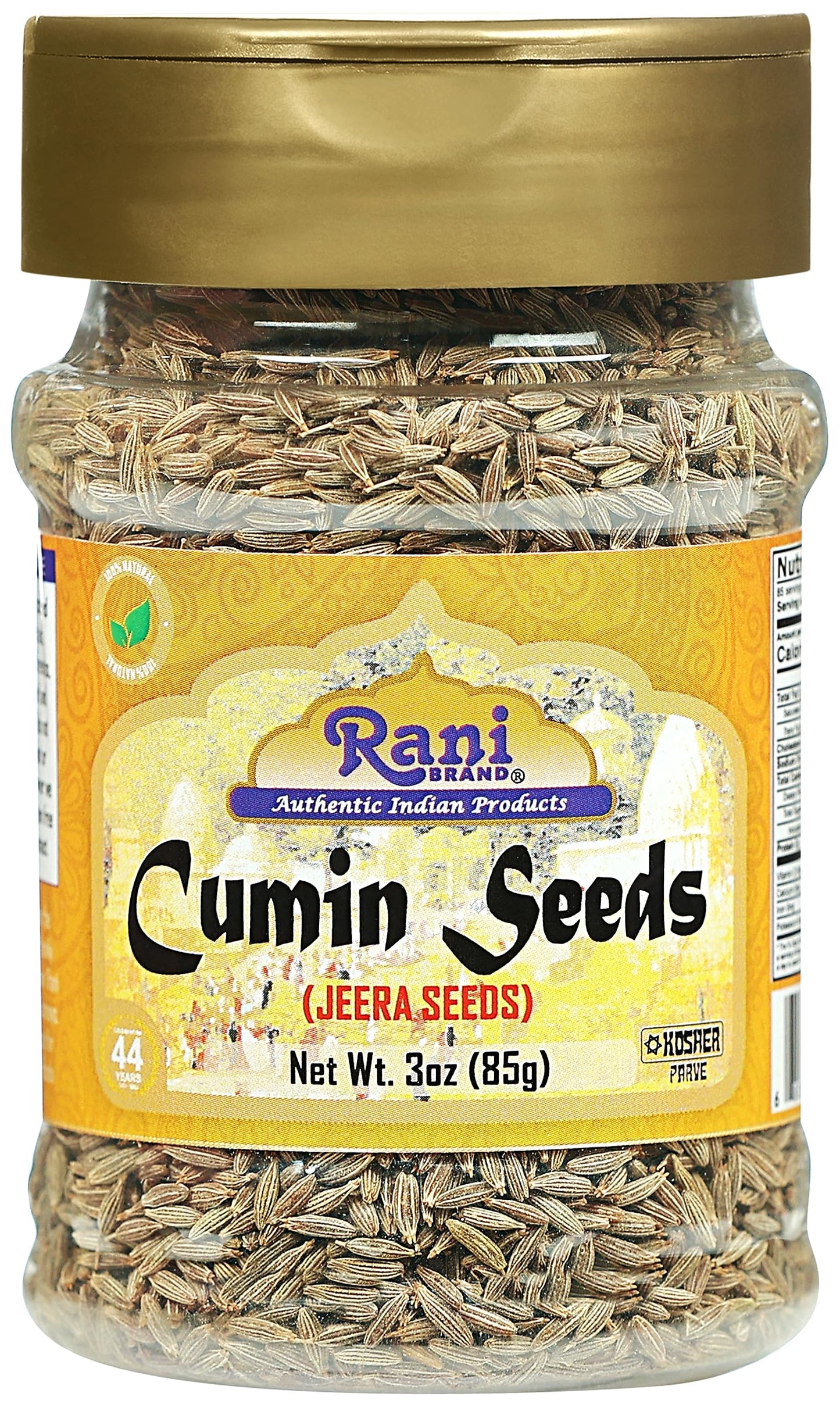 Rani Cumin Seeds Whole (Jeera) Spice 3Oz (85G) Pet Jar ~ All Natural | Gluten Friendly | Non-Gmo | Kosher | Vegan | Kosher | Ind