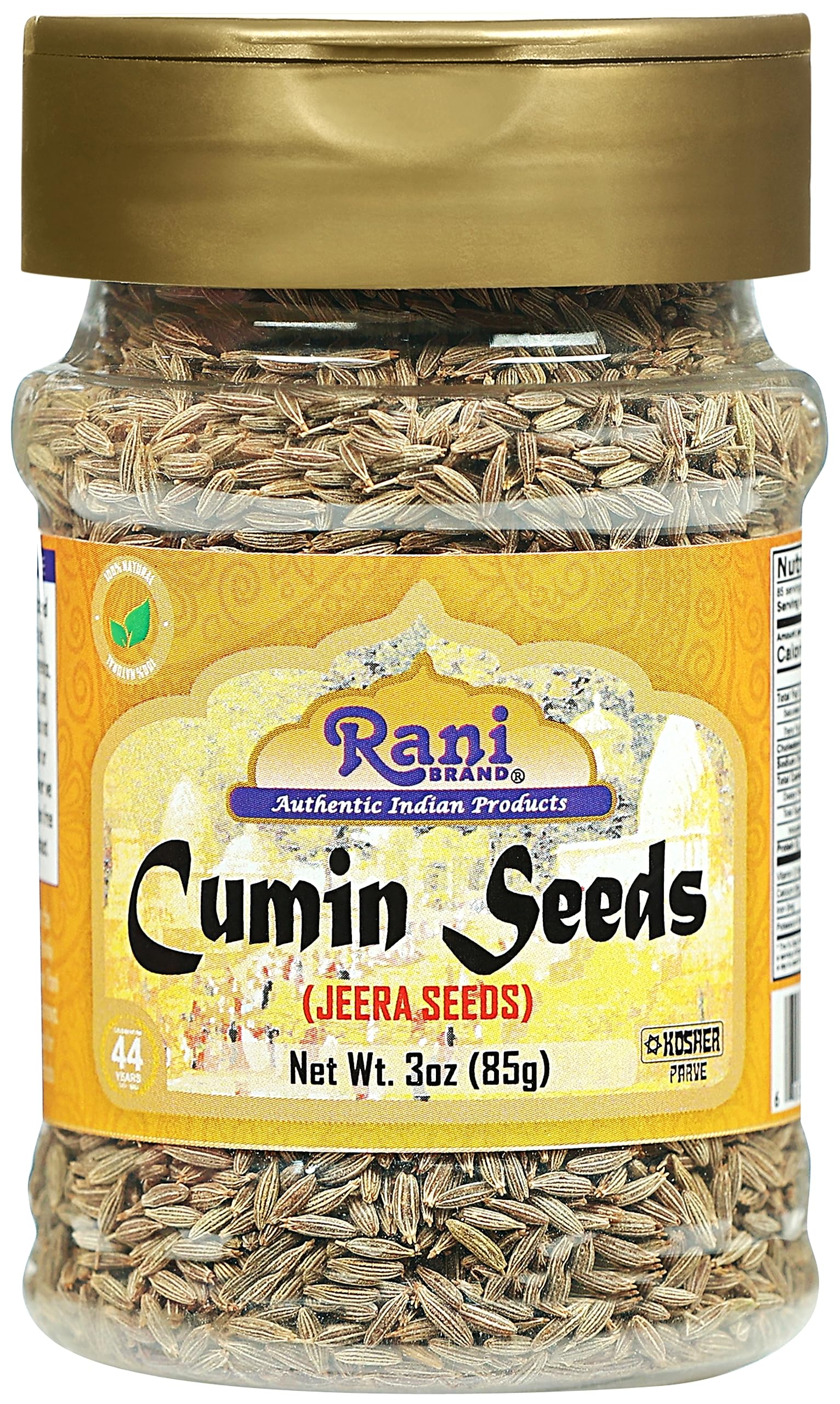 Rani Cumin Seeds Whole (Jeera) Spice 3Oz (85G) Pet Jar ~ All Natural | Gluten Friendly | Non-Gmo | Kosher | Vegan | Kosher | Ind