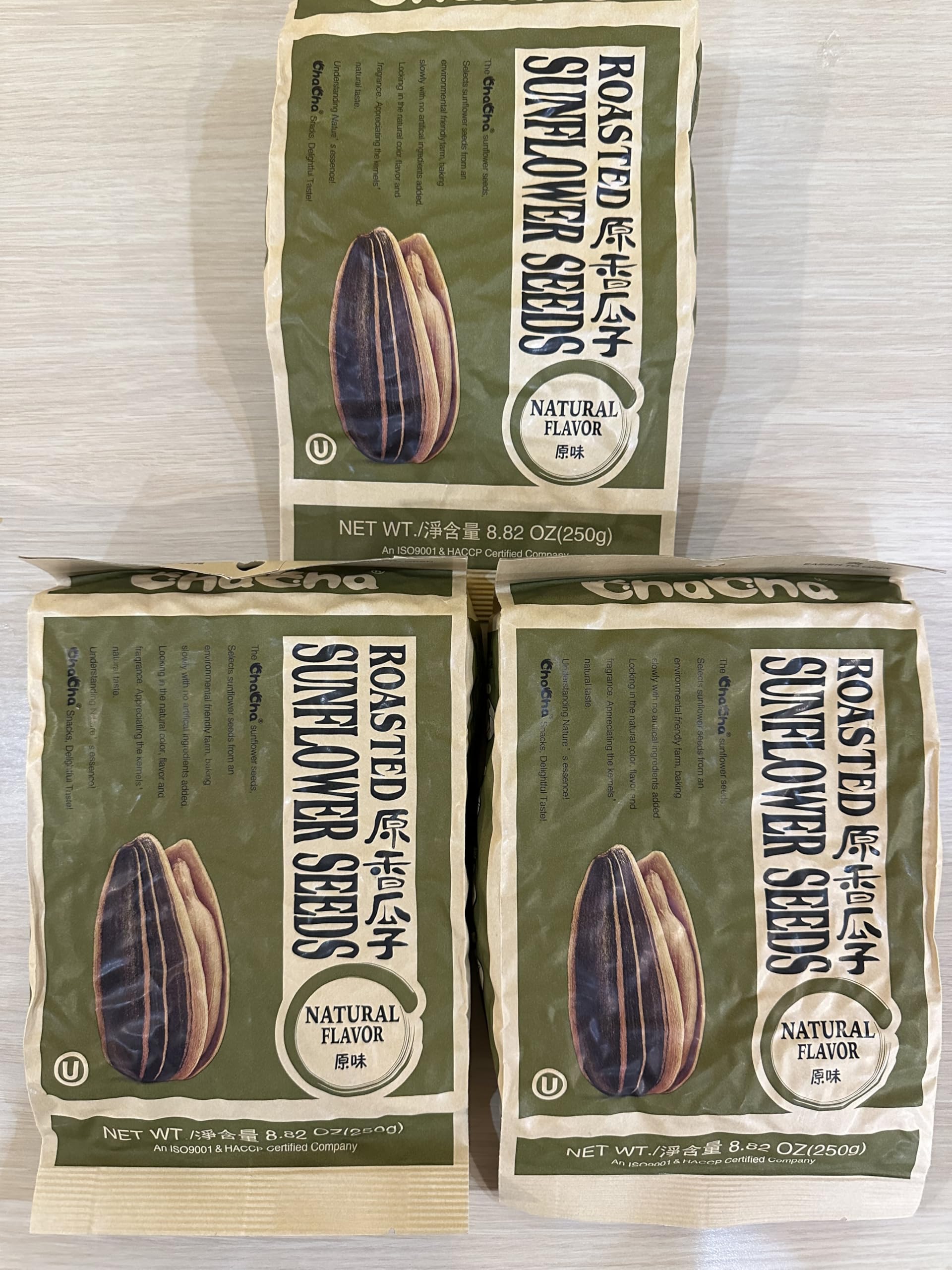 ChaCha Roasted Sunflower Seeds NATURAL FLAVOR (3 bags)