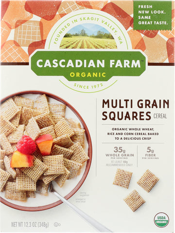 Cascadian Farm Organic Multigrain Squares Cereal, 12.3 Oz