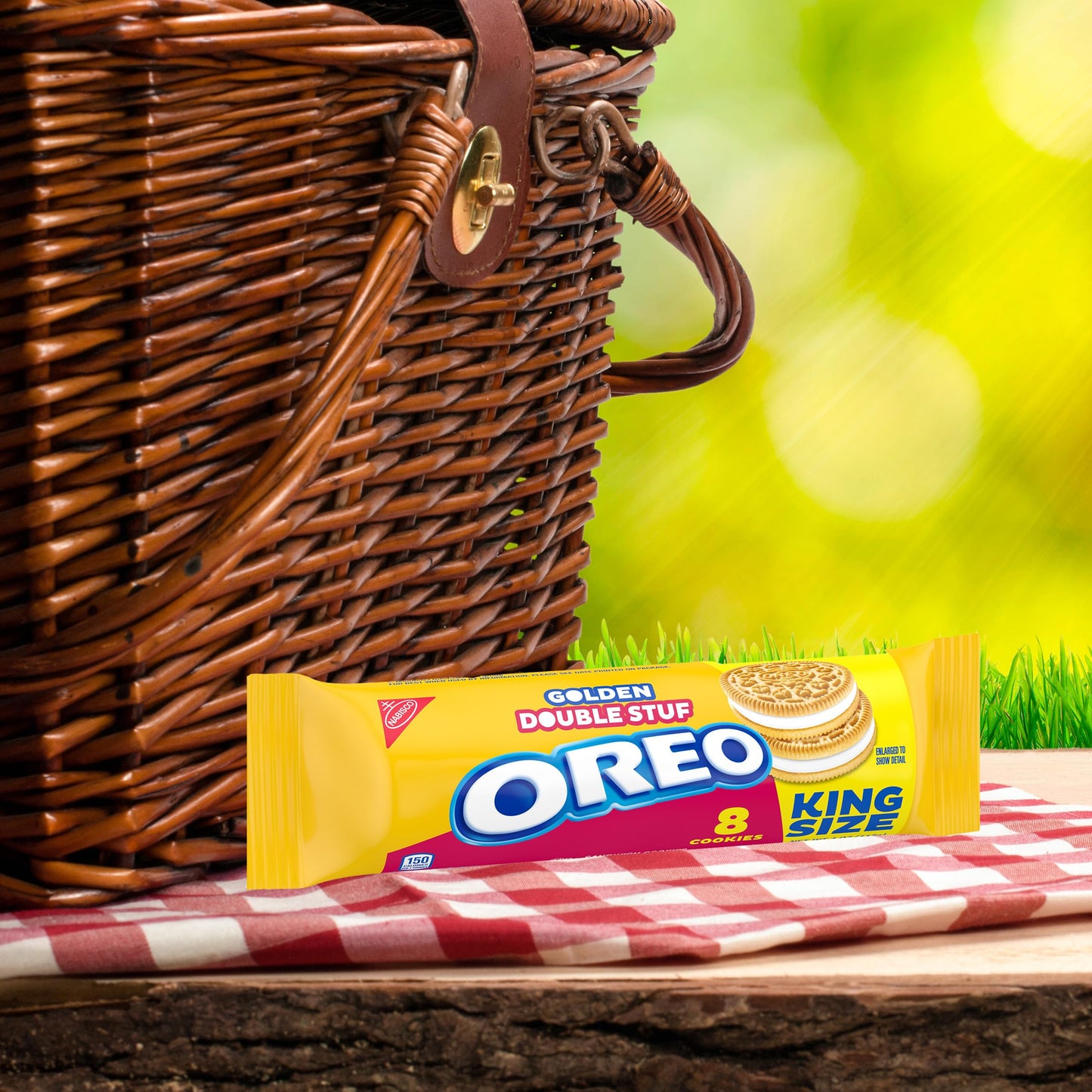 OREO Double Stuf Golden Sandwich Cookies, King Size, 10 Snack Packs (8 Cookies Per Pack)