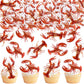 Ercadio 40 Pack Edible Crawfish Cupcake Toppers Red Lobster Cupcake Picks Ocean Lobster Theme Baby Shower Birthday Party Cake De