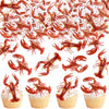 Ercadio 40 Pack Edible Crawfish Cupcake Toppers Red Lobster Cupcake Picks Ocean Lobster Theme Baby Shower Birthday Party Cake De