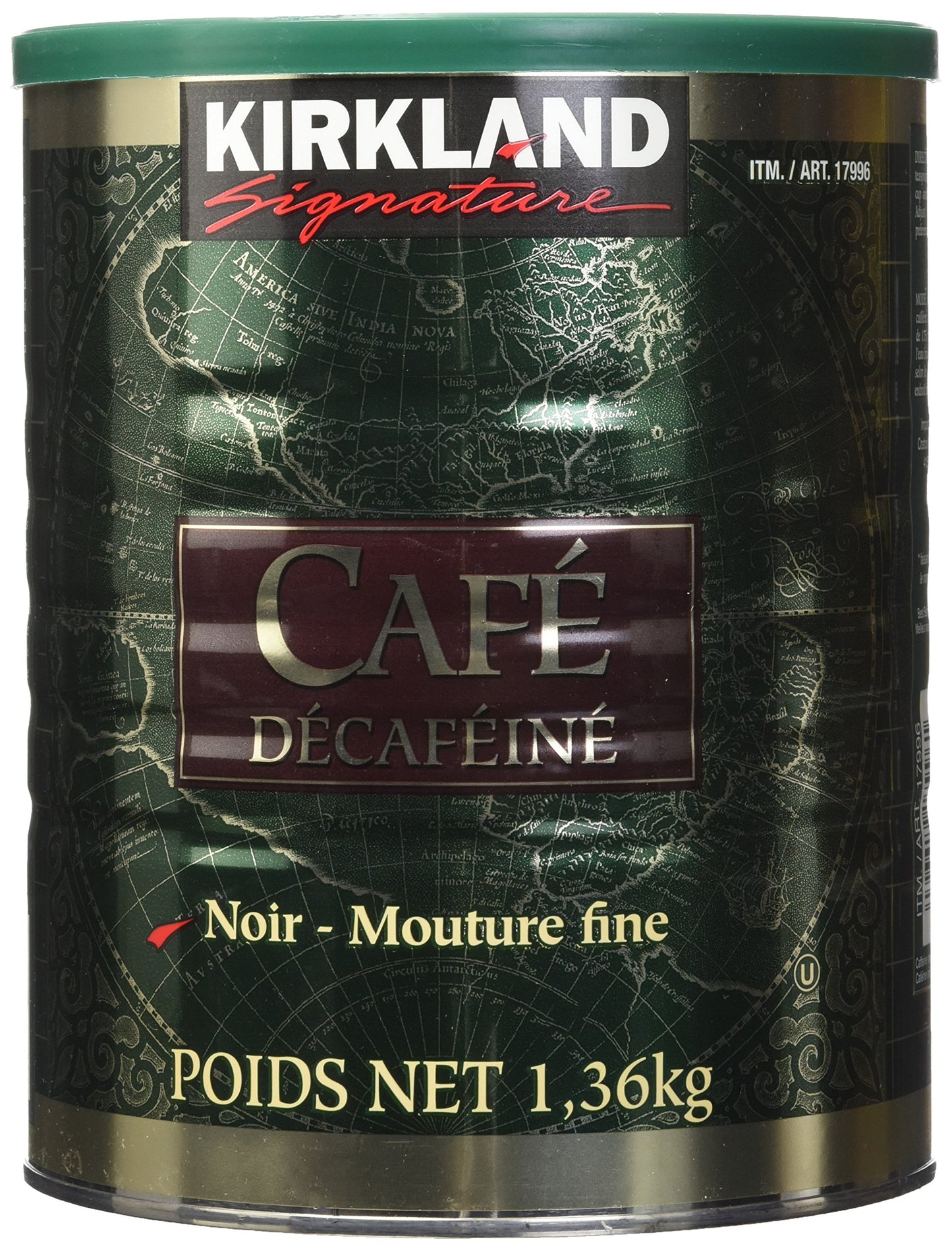 Kirkland Signature 100% Colombian Dark Roast Decaffeinated Ground Coffee - 1.36Kg
