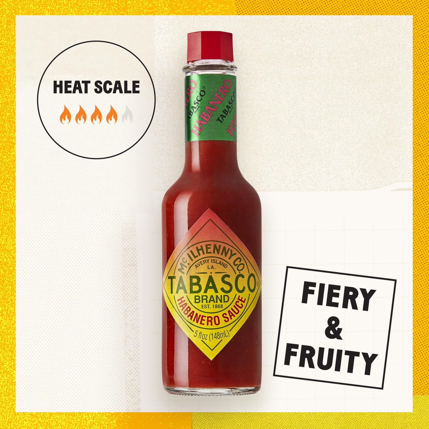 TABASCO Brand Habanero Sauce, Spicy & Fruity Habanero Hot Sauce, Glass Bottle, Jamaican-Style, Packed with Heat, Great for Wing