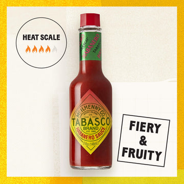 TABASCO Brand Habanero Sauce, Spicy & Fruity Habanero Hot Sauce, Glass Bottle, Jamaican-Style, Packed with Heat, Great for Wing