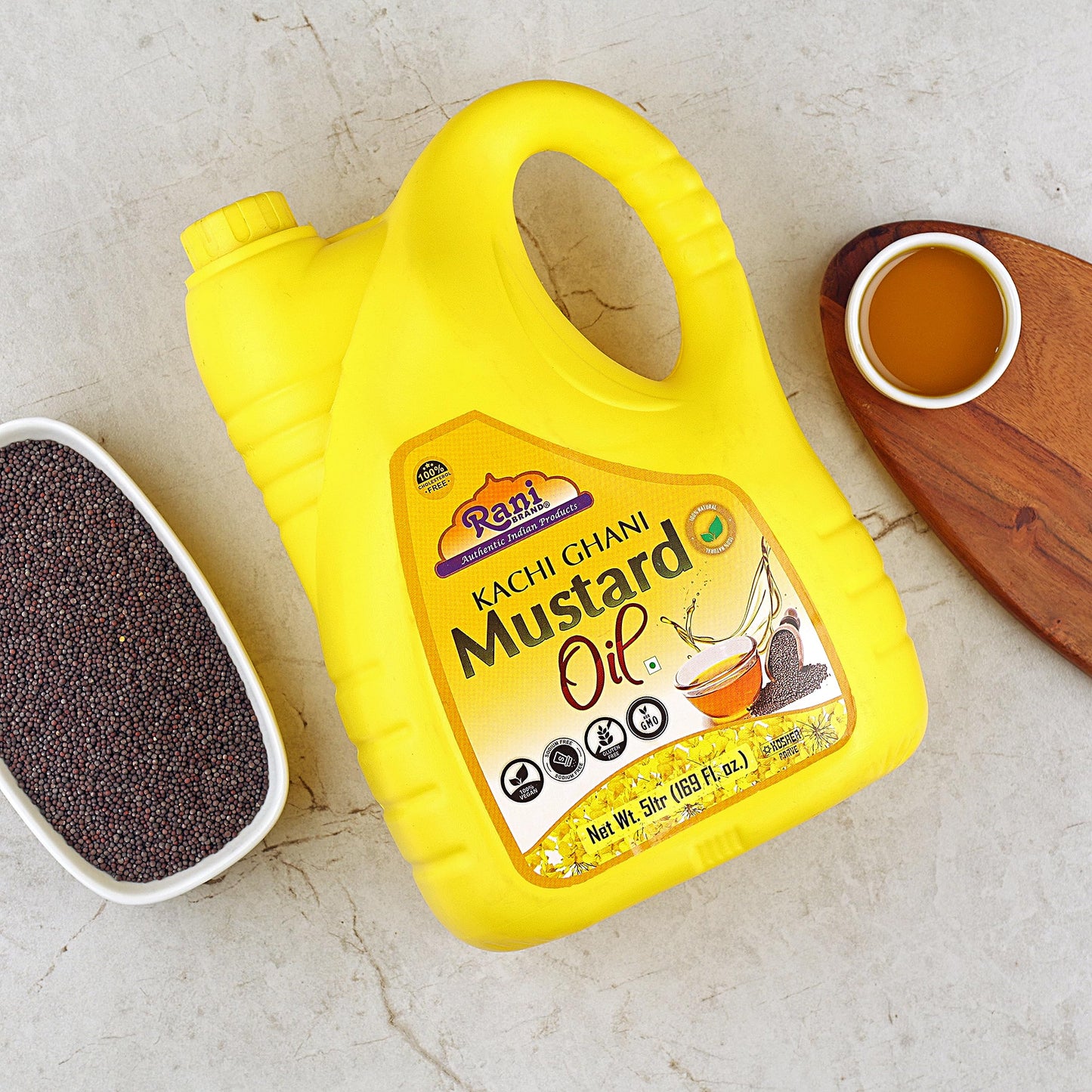 Rani Mustard Oil (Kachi Ghani) 169 Ounce (5 Liter) Pack Of 2, Non-Gmo | Gluten Free | Vegan | 100% Natural | Kosher