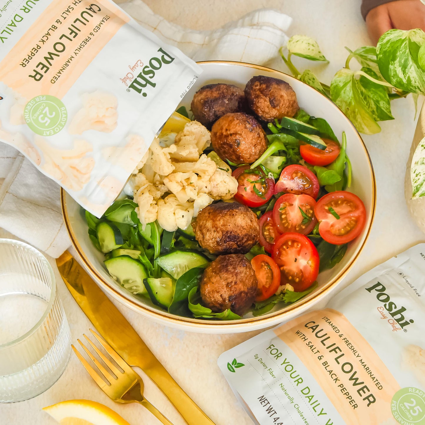 Poshi Marinated Cauliflower Florets | With Salt + Black Pepper | All Natural, Keto, Vegan, Paleo, Non Gmo, Low Carb + Calorie, G