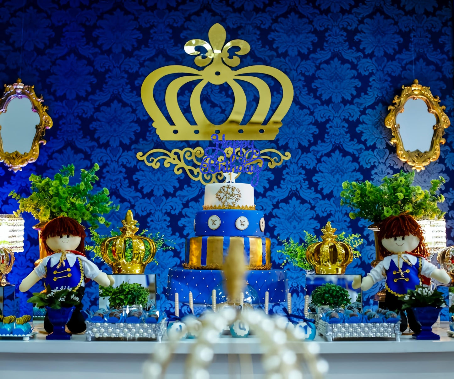 EONNCNT Happy Birthday Cake Topper - Royal Blue Glitter - 6.3x8.2 inches - Paper Decoration for Birthday and Anniversary Party