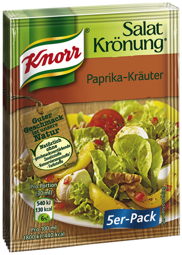Knorr Salat Kronung Paprika-Krauter (Salad Herbs with Paprika), 5-Count Packets (Pack of 5)