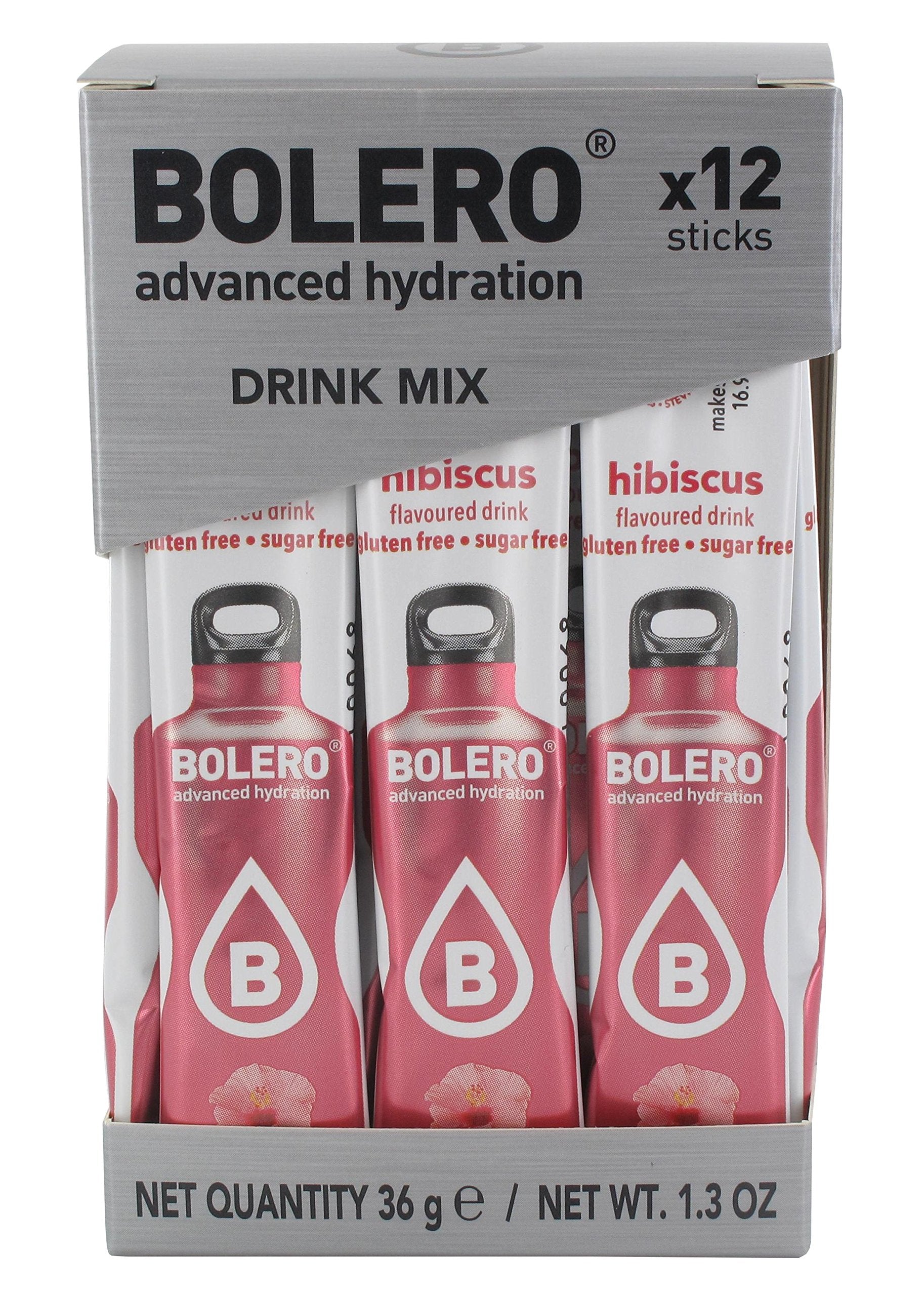 BOLERO Sugar Free Drink Mix Packets, Hibiscus Fruit Flavor, 36 Singles Sticks, 0.01 Ounce (Pack of 12)
