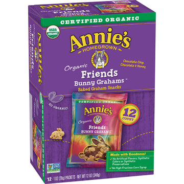 Annie'S Organic Friends Bunny Honey Chocolate & Chocolate Chip Baked Graham Snacks Box, 12 Count