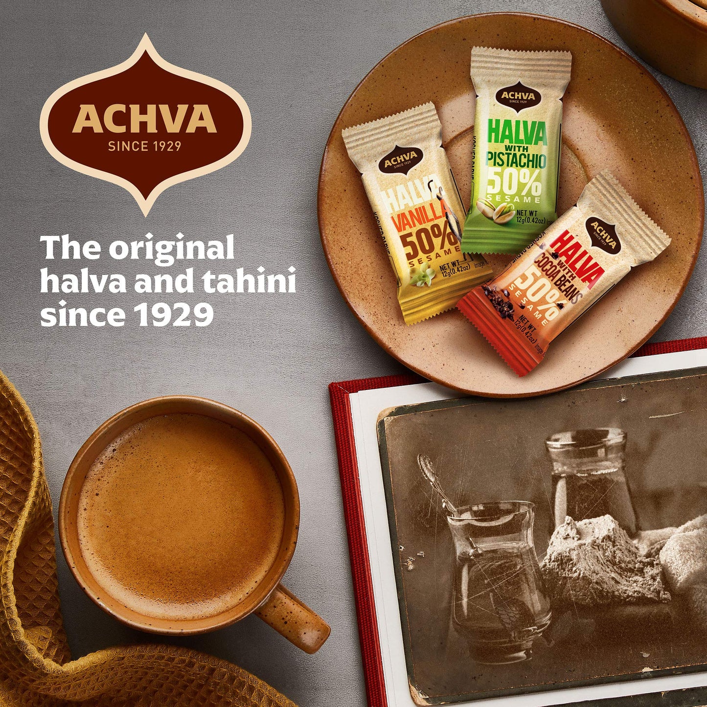 Achva Kosher Vanilla, Cocoa Beans, And Pistachio Mini Halva Bars Snack Bag 18Ct. Each Bar 0.4Oz Net Wt 7.6Oz (Pack Of 2) | Vegan