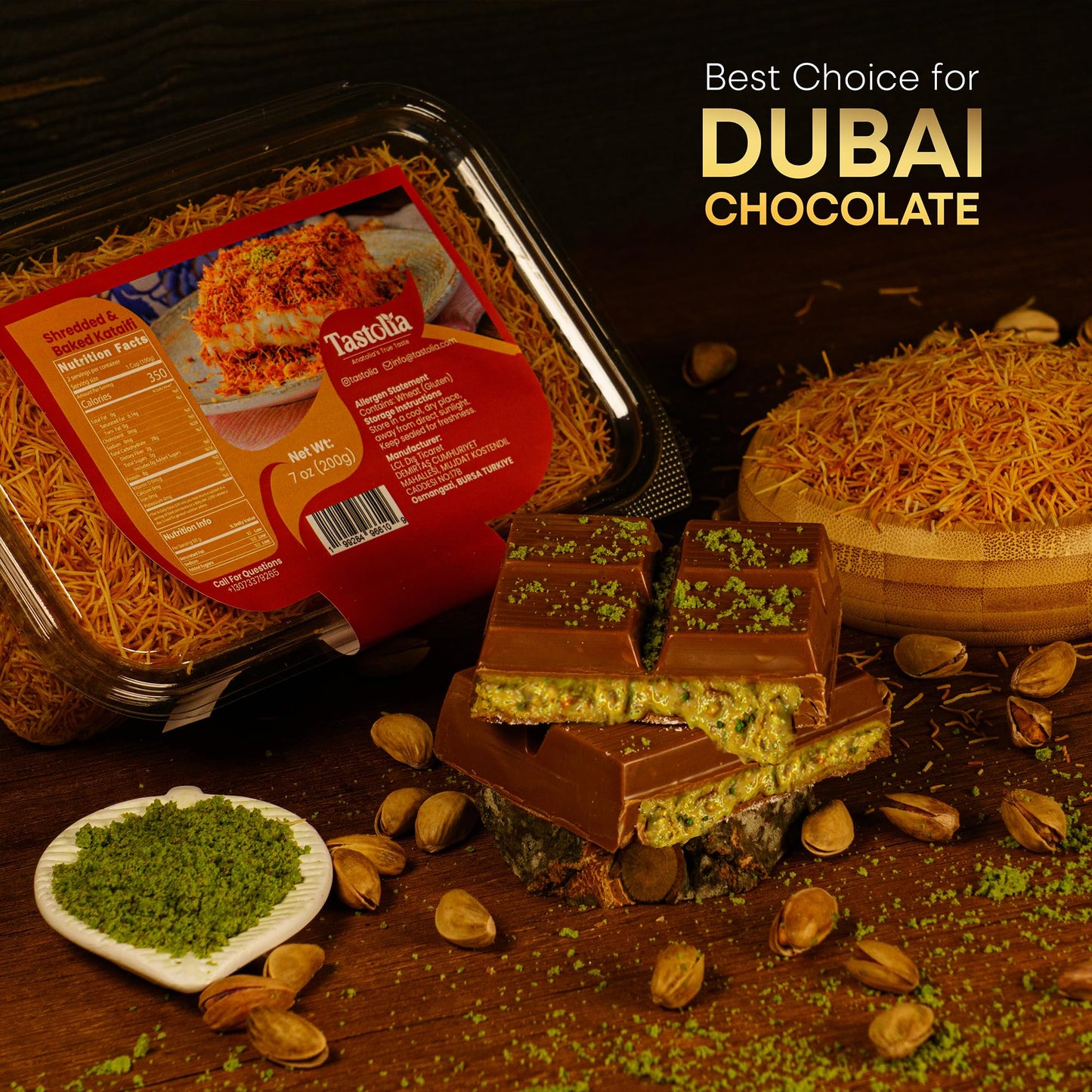 TASTOLIA Shredded Baked Kataifi Dough - 7 oz (200g) Crispy Fillo for Kunafa, Knafeh, Milk Puddings, Pistachio