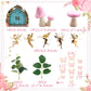 Jevenis 25 Pcs Pink Mushroom House Cake Decoration Mushroom Cake Decoration Fairy Cake Decoration Garden Fairy Cake Decoration F