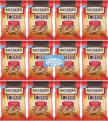 Snyders of Hanover Pretzel, Seasoned Twisted Pretzel Sticks, 2.25 oz Pack of 12 bundled by SUPERDEALS with mystery gift in ever