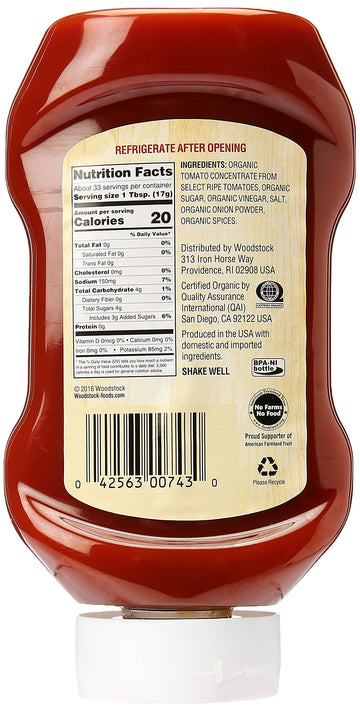 Woodstock Organic Tomato Ketchup, 20 Oz