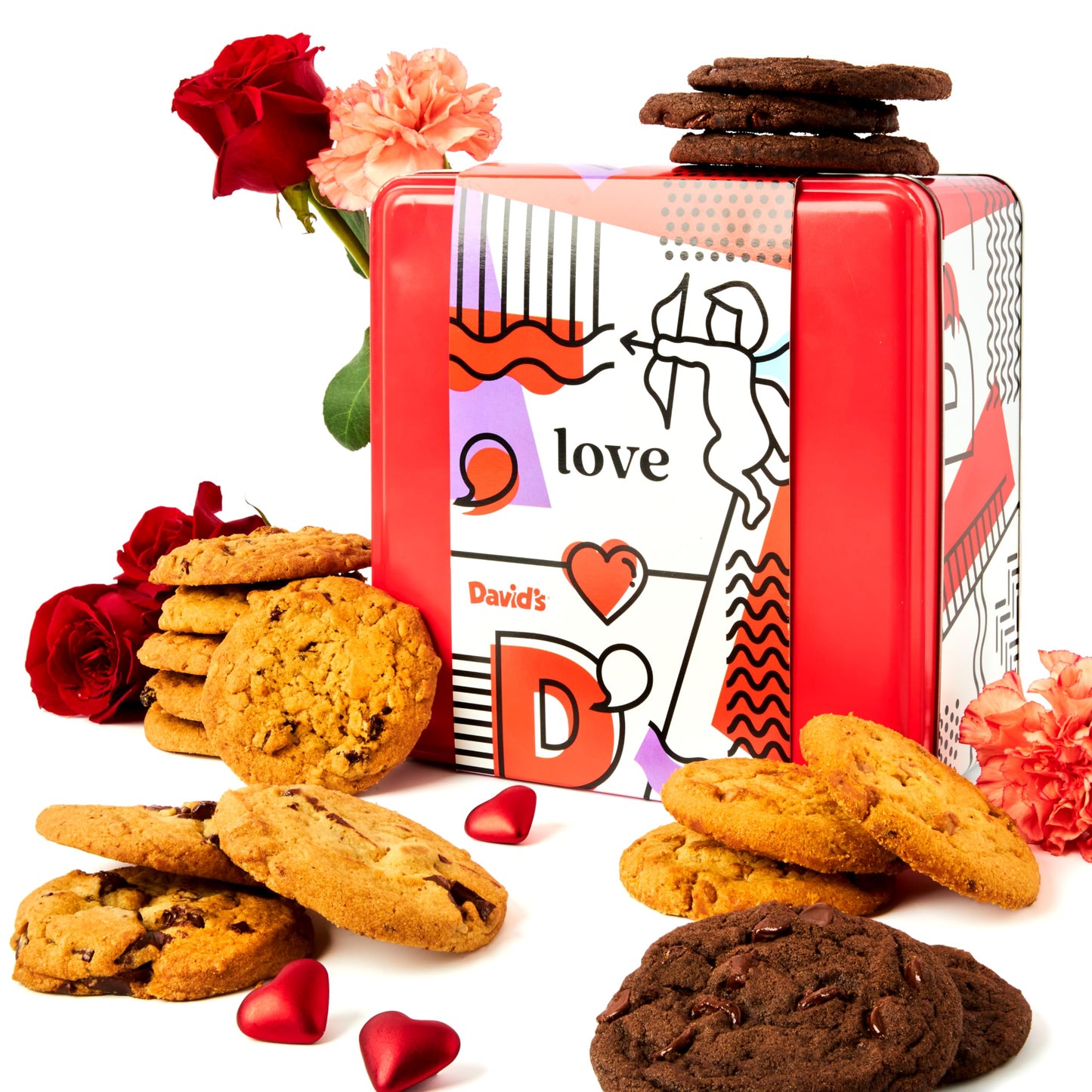 David's Cookies Freshly Baked Assorted Cookies In Love Tin 2Lbs - Deliciously Handmade Soft Variety of Cookies - Premium Gourmet