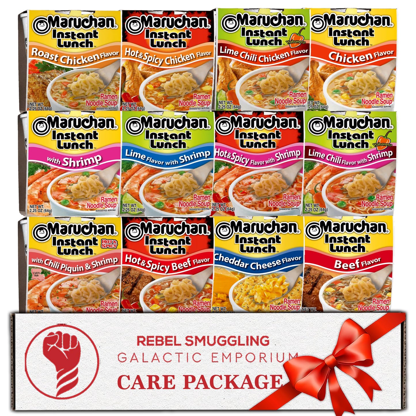 Ramen Noodles Soup Cup Variety 12 Pack - 2.25 oz Each by Rebel Smuggling Galactic Emporium