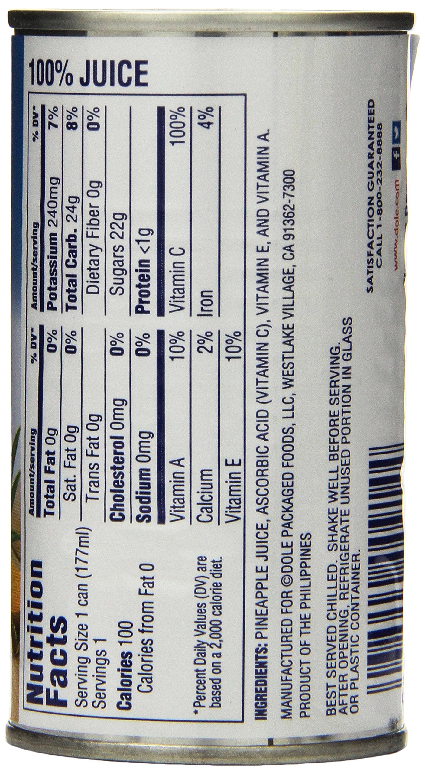 Dole Pineapple Juice, 6 Fl Oz (Pack of 24)