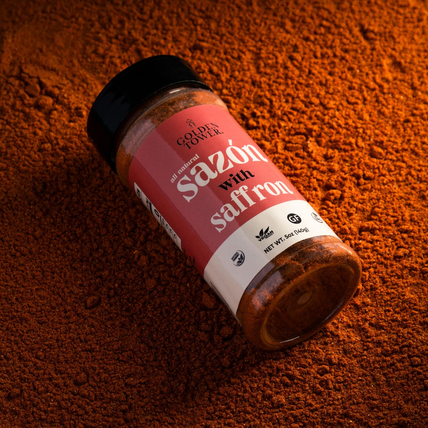 Golden Tower Sazon With Saffron - Saz  N Seasoning, All Natural Ingredients, Non-Gmo, No-Msg, Gluten Free, Vegan, 5Oz Pack