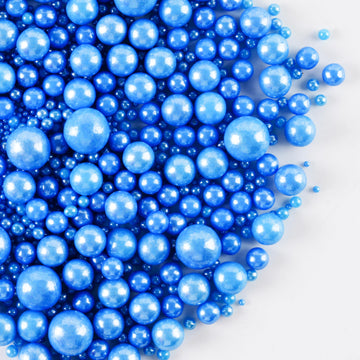 Kasvan Royal Blue Pearl Sugar Sprinkles - Edible Candy Pearls 130g/4.58 Oz, Mix Size, Baking Cake Decorations, Ice Cream Topping