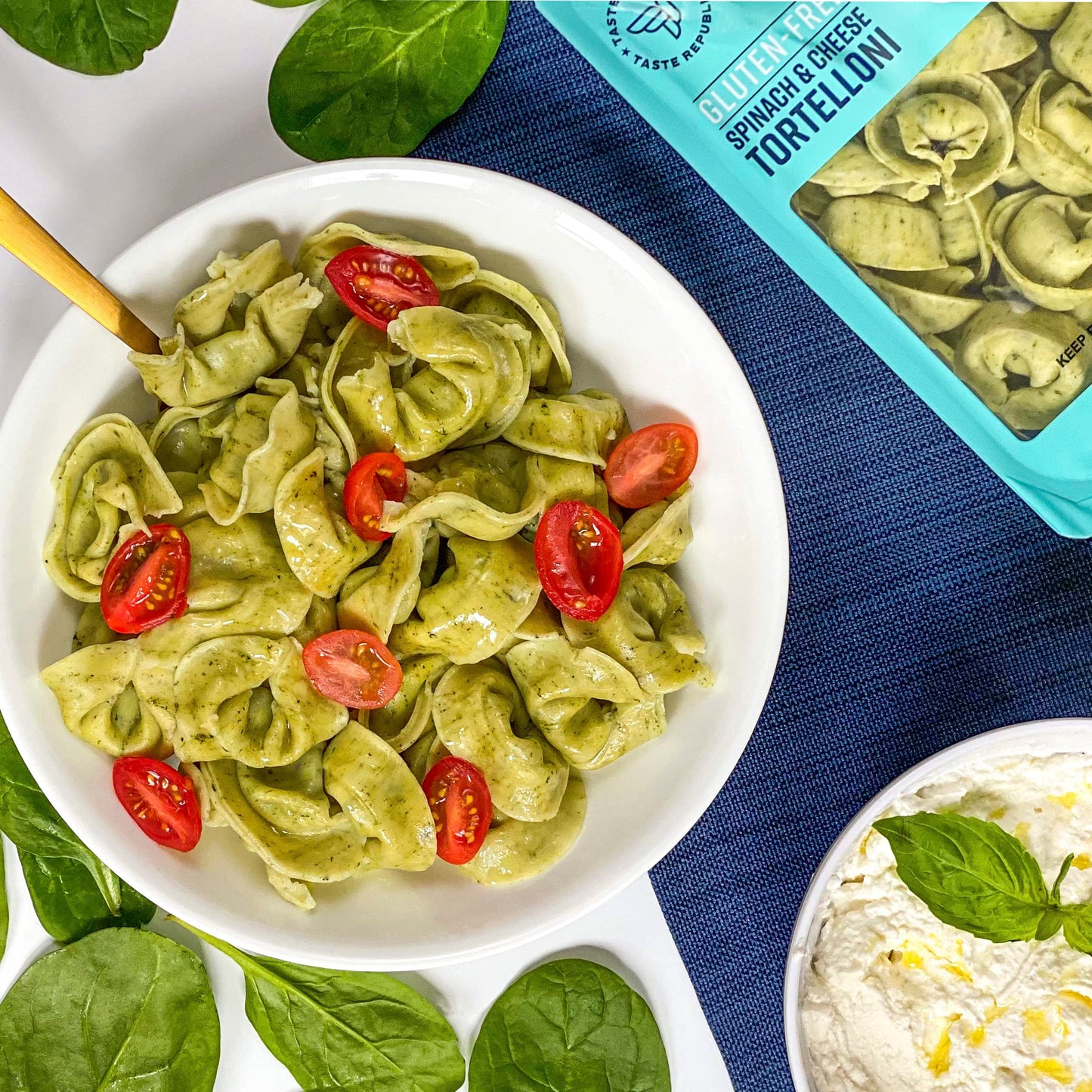 Gluten-Free Tortelloni, Spinach and Cheese Filled Fresh Pasta, Cooks in Just 3 Minutes by Taste Republic, Frozen, 9oz (6 pack)