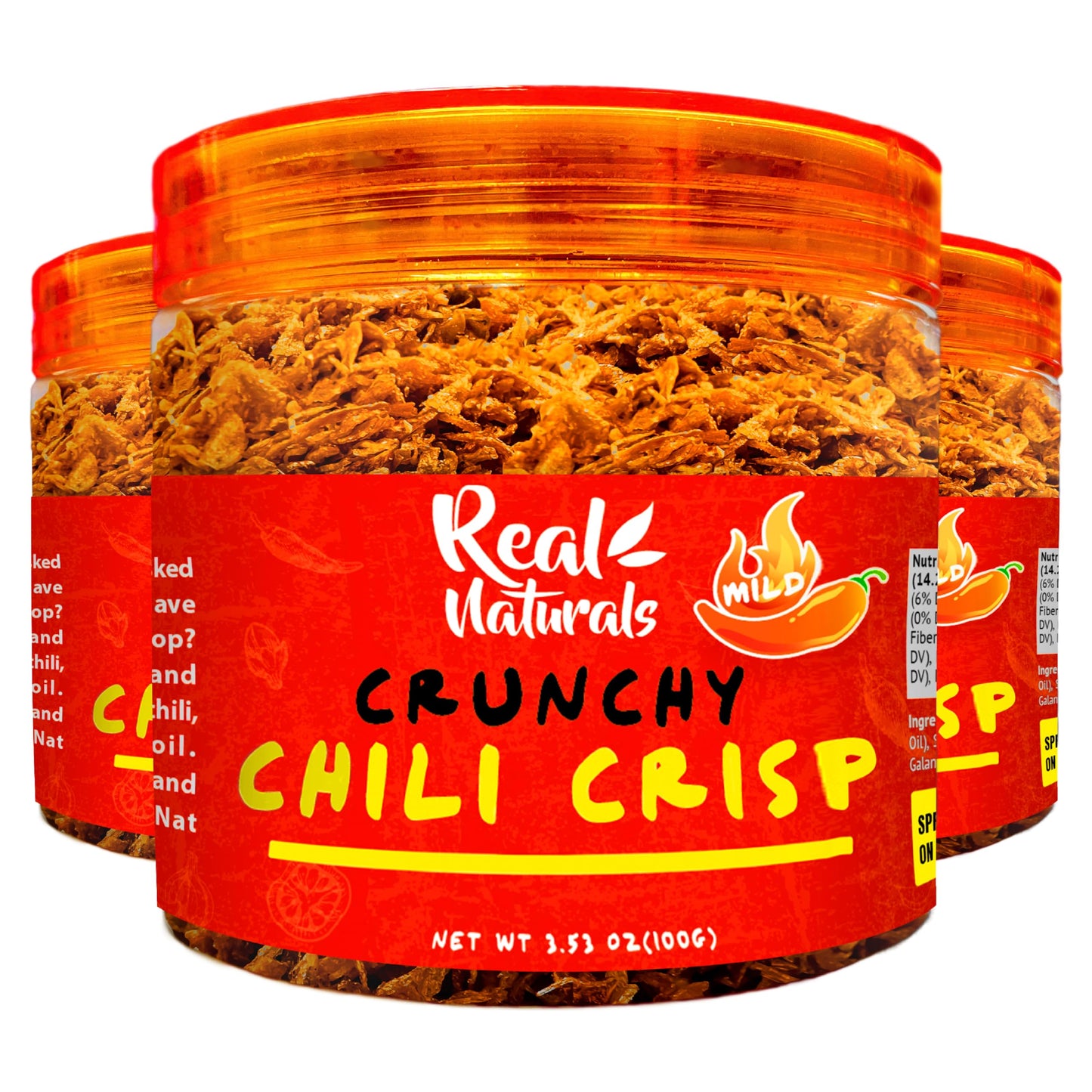 Chili Crisp No-Floating Oil (3 Bottles Medium Hot) Spicy Chilli Crisp Crunch. Crispy Garlic & Onion ''No-Oil'' Chili Oil Crisp B