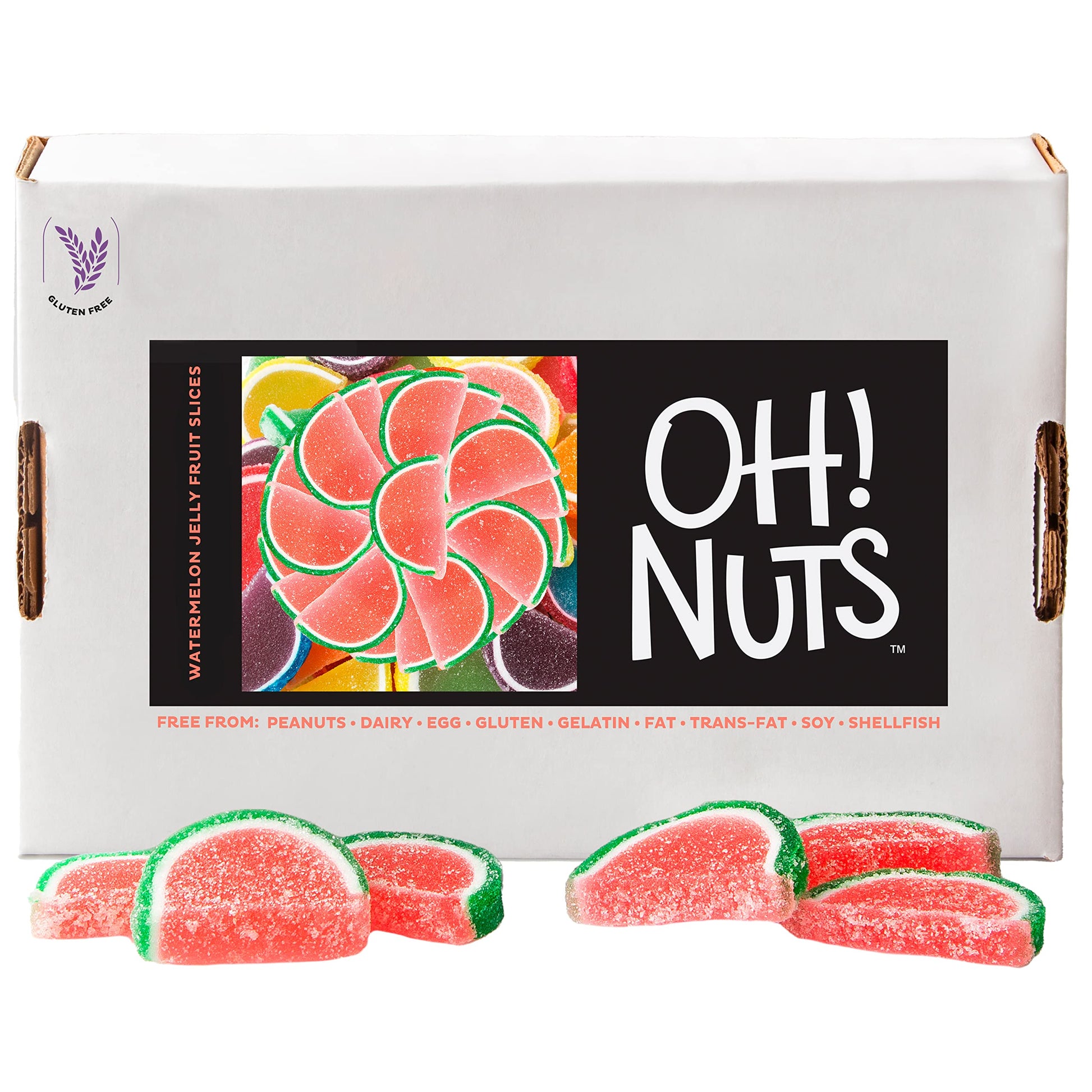 Oh! Nuts Watermelon Jelly Fruit Slices Sugar Candy - 5 LB Bulk Bag - Traditional Old Fashioned Chewy Gummy Sweet Confectionery -