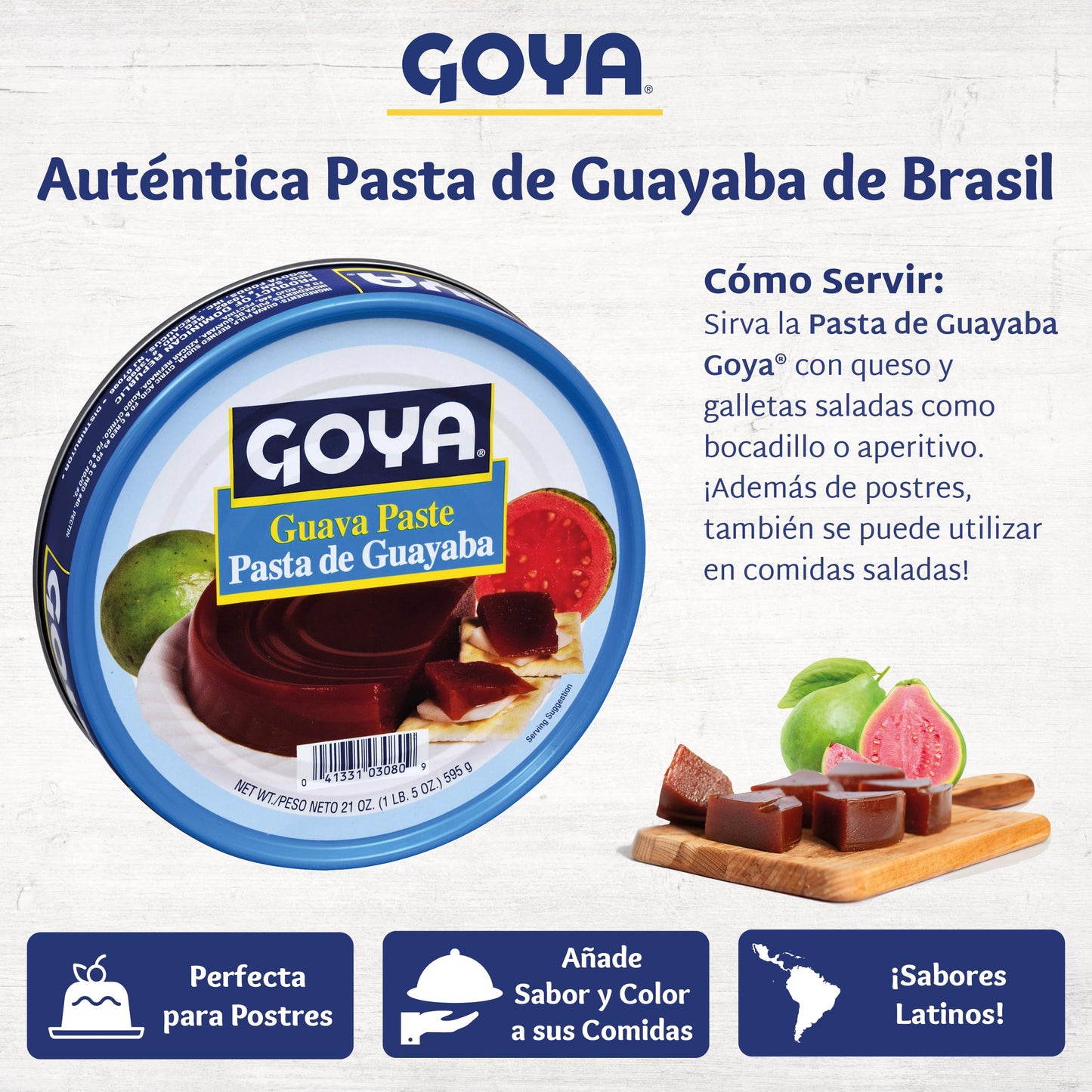 Guava Puree Paste By Goya, Guava Jelly For Breakfast Pastries, Guava Concentrate Jam Made With Guava Pulp, Pasta De Guava, Latin Cooking And Baking Kitchen Staple, 21 Oz Cans, Pack Of 2