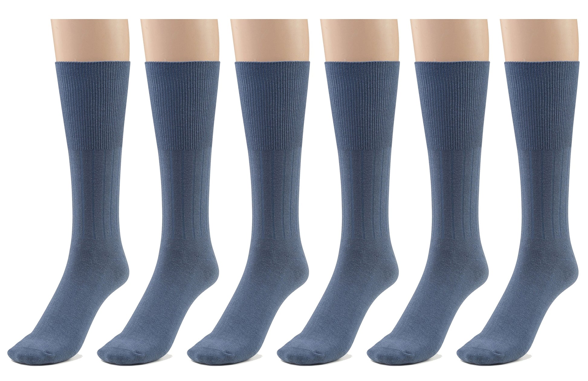 Silky Toes 3 Or 6 Pk Men'S Diabetic Non-Binding Cotton Dress Socks, Multi Colors Also Available In Plus Sizes (9-11, Dusk Blue -