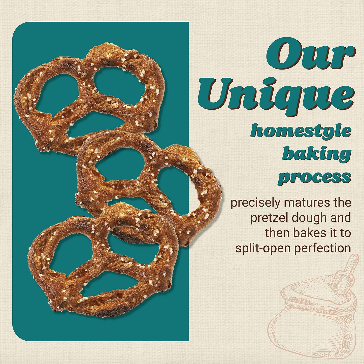 Unique Snacks Original Splits Pretzels, Delicious Homestyle Baked Snack Bag, Ou Kosher, And Non-Gmo Food, No Artificial Flavor,