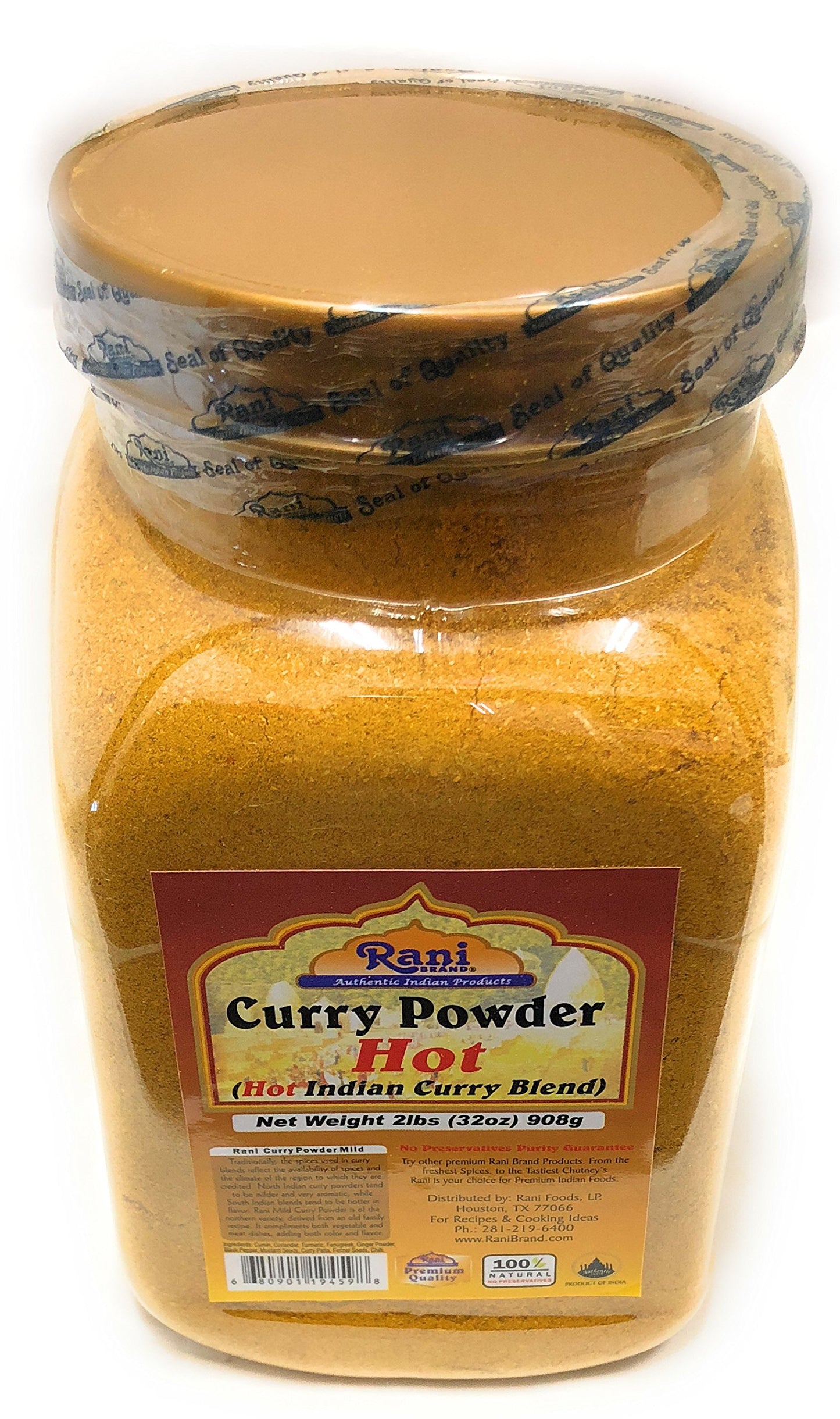 Rani Curry Powder Hot (11-Spice Authentic Indian Blend) 32Oz (2Lbs) 908G Pet Jar ~ All Natural | Salt-Free | Vegan | No Colors |