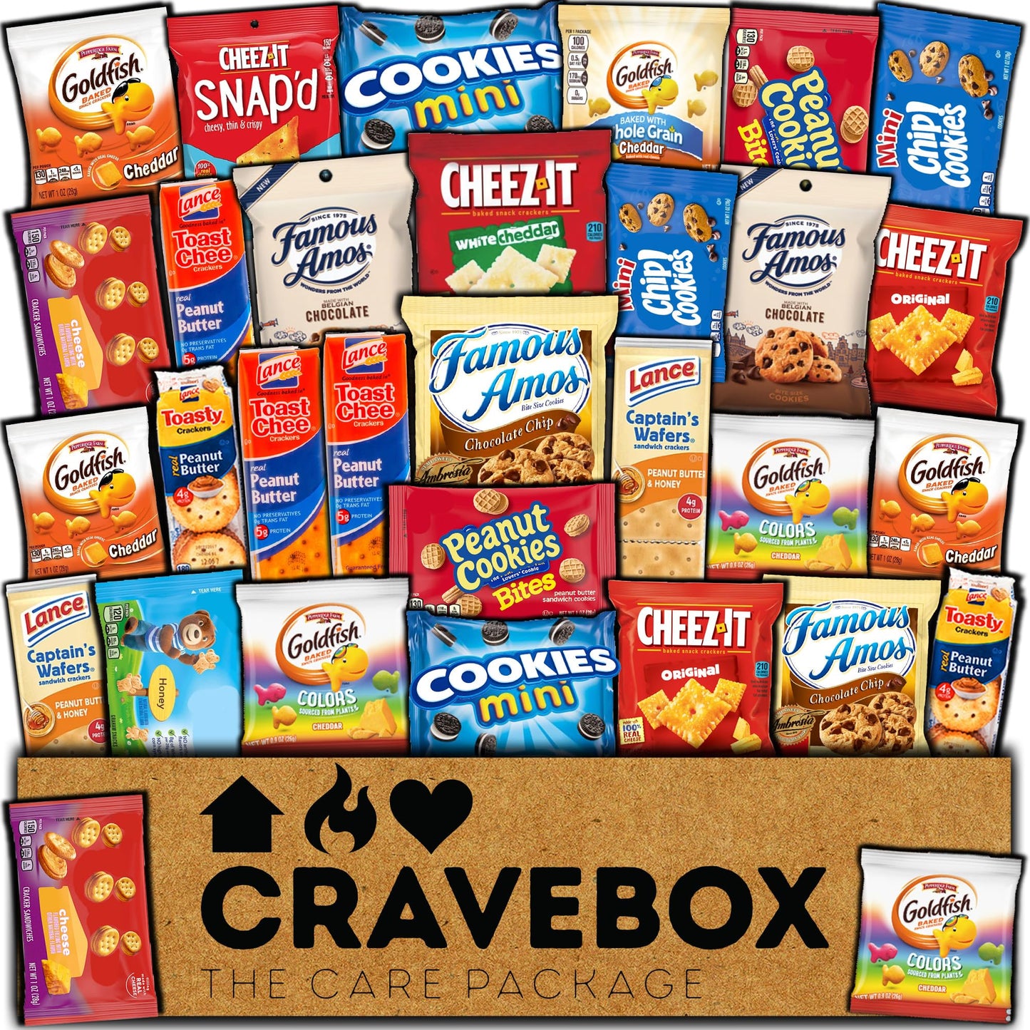 CRAVEBOX Cookies and Crackers Snack Box Variety - Perfect for Fathers Day and College Back to School