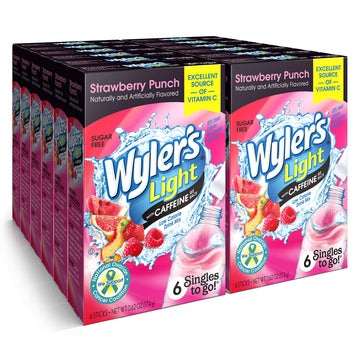 Wylers Light Strawberry Punch Drink Mix - 72 Servings (12 Boxes of 6 Packets, 6 Ounce)