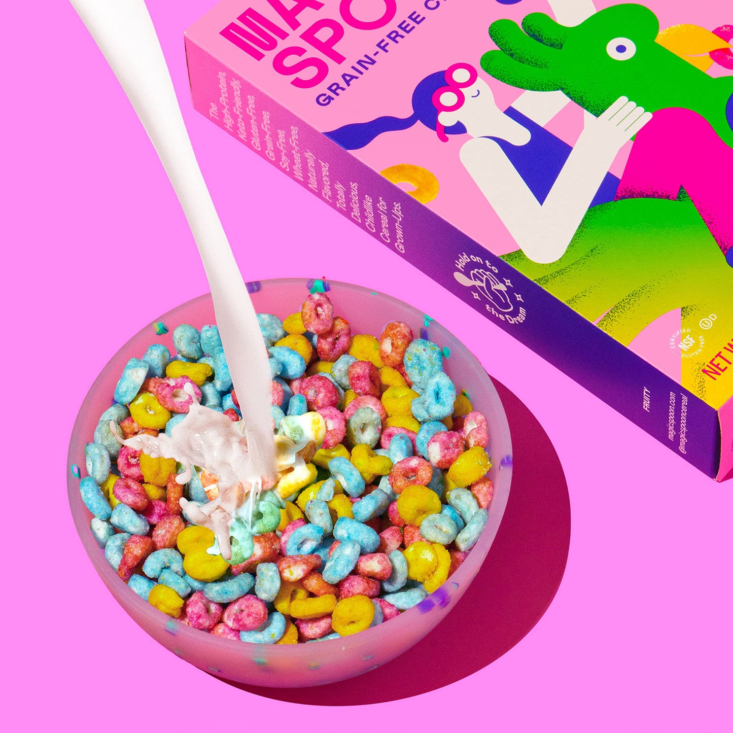 Magic Spoon Cereal - Fruity 4-Pack Of Cereal And Spoon - Keto & Low Carb Lifestyles, Gluten & Grain Free, High Protein, 0G Sugar