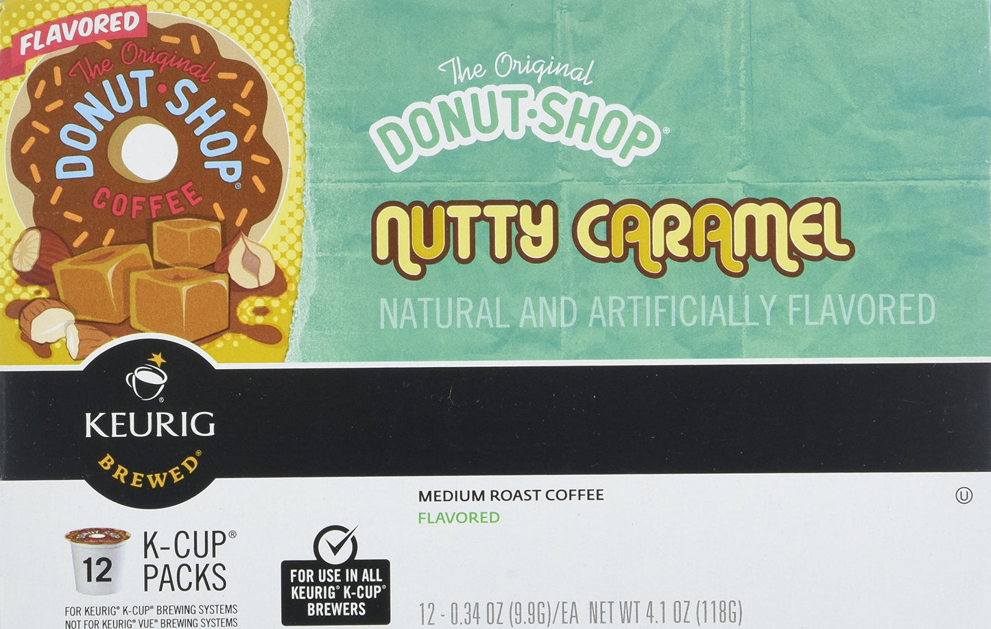 The Original Donut Shop Nutty Caramel Coffee K-Cups, 12 Count Box, Turquoise