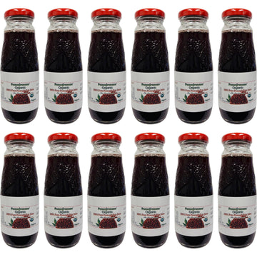 100% Organic Pomegranate Juice, 6.7 Oz Glass Bottle (12 Pack) No Sugar, No Artificial Colors, No Preservatives, No Flavors Added