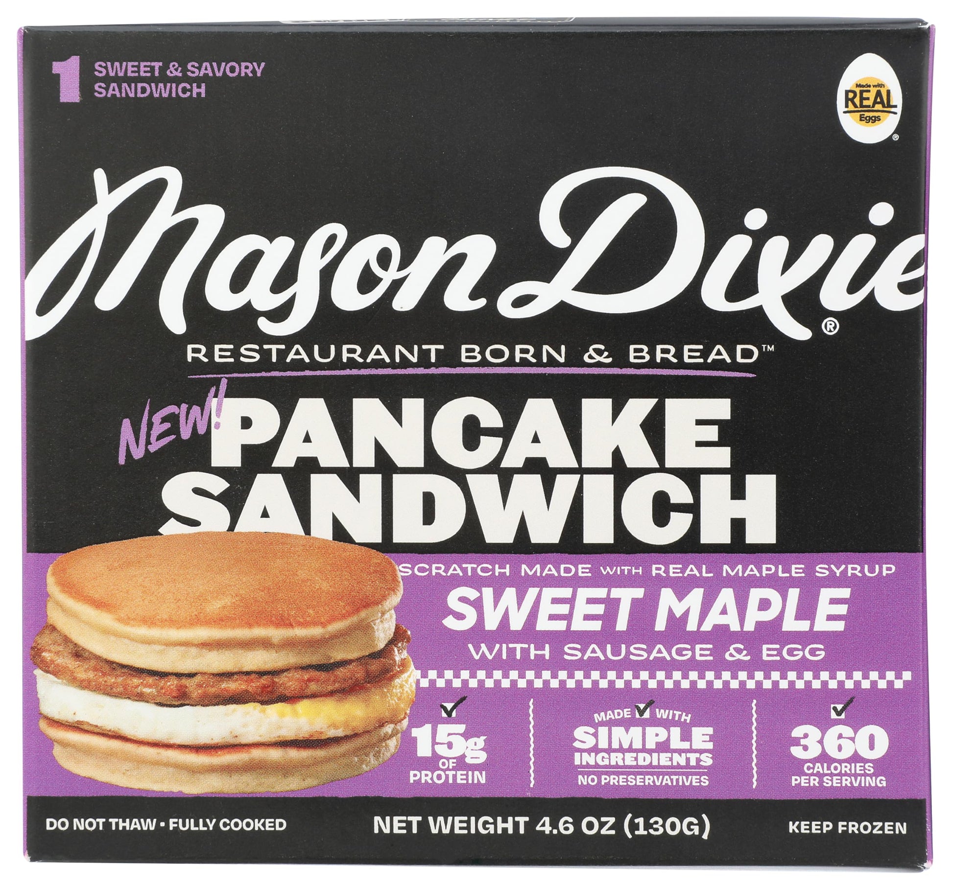 Mason Dixie Biscuit Co Sweet Maple Pancake Sandwich With Sausage & Egg, 4.6 Oz