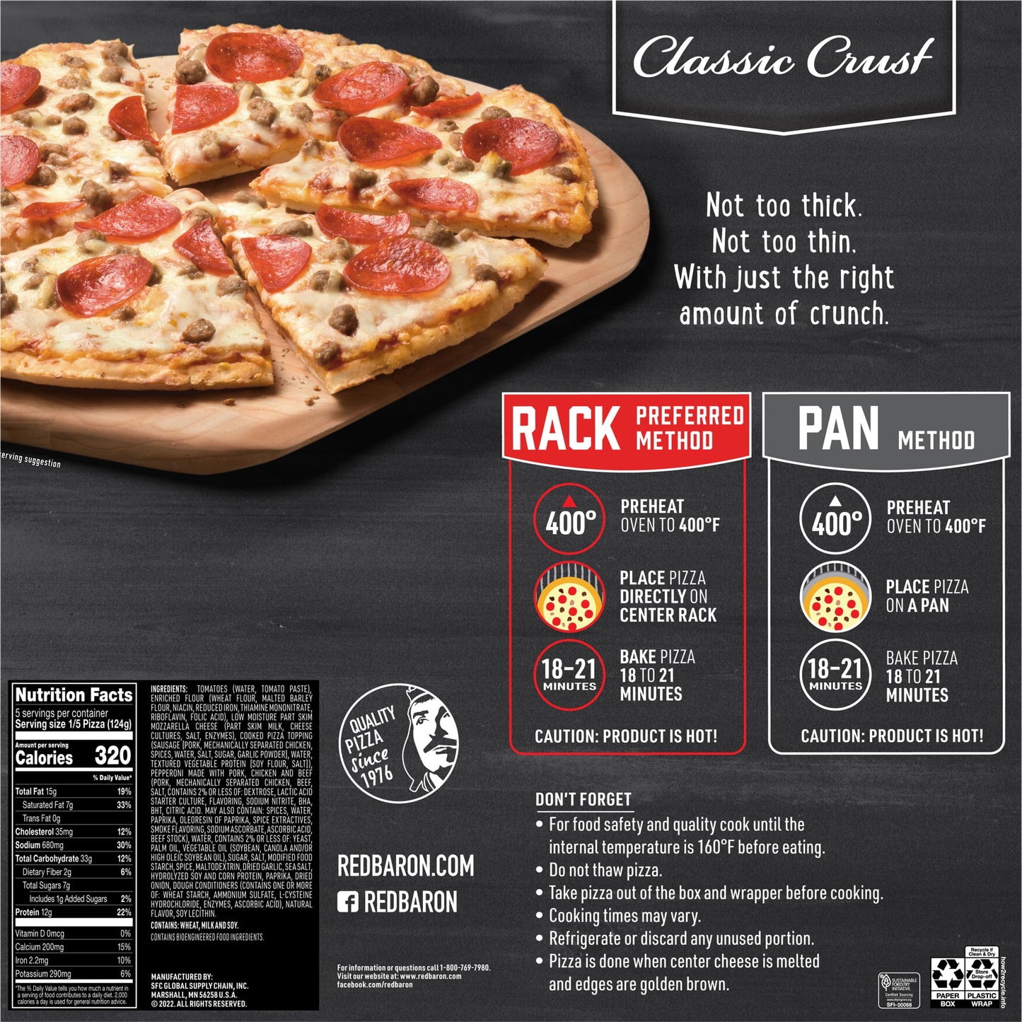 Red Baron Classic Crust Sausage & Pepperoni Pizza , 21.95 Ounce