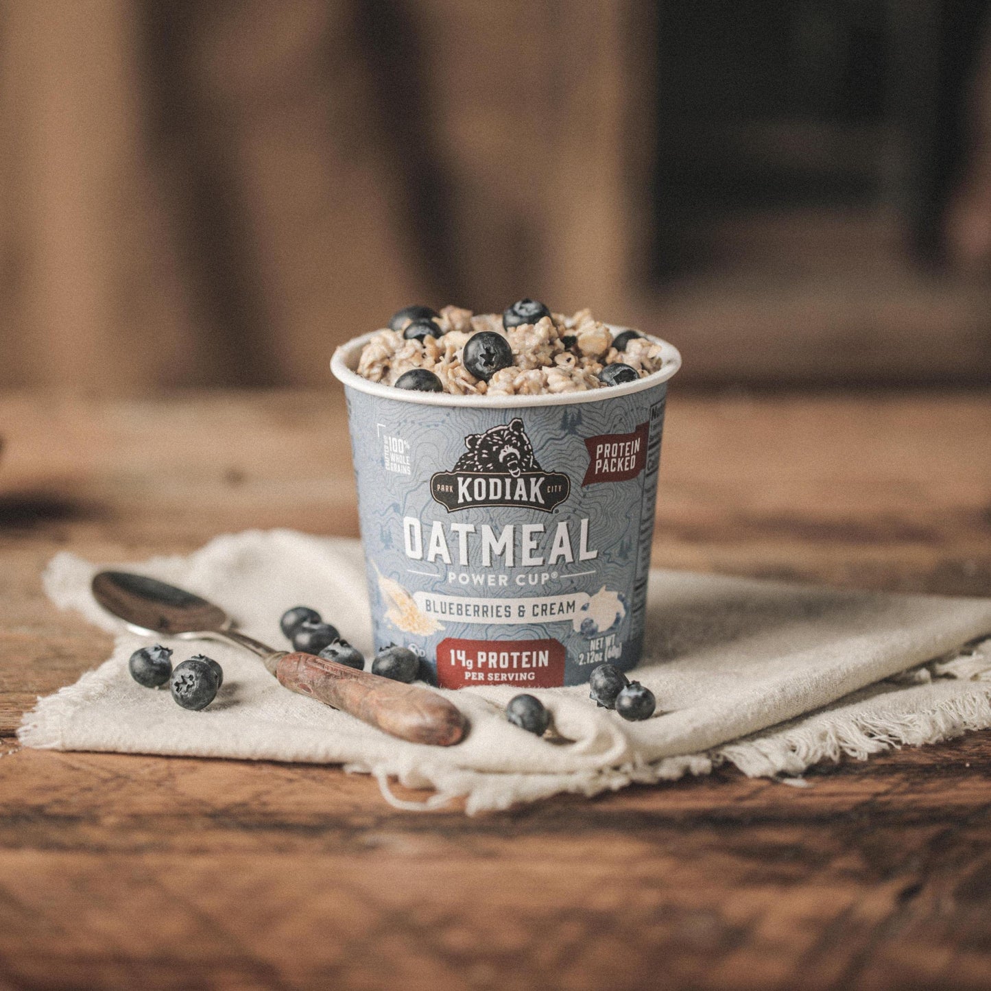 Kodiak Instant Oatmeal Cups, Blueberries & Cream, High Protein, 100% Whole Grains, (12 cups)