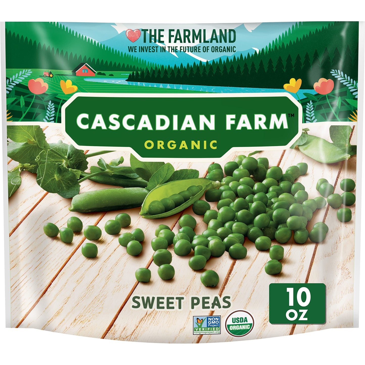 Cascadian Farm Organic Sweet Peas, Frozen Vegetables, Non-GMO, 10 oz Bag