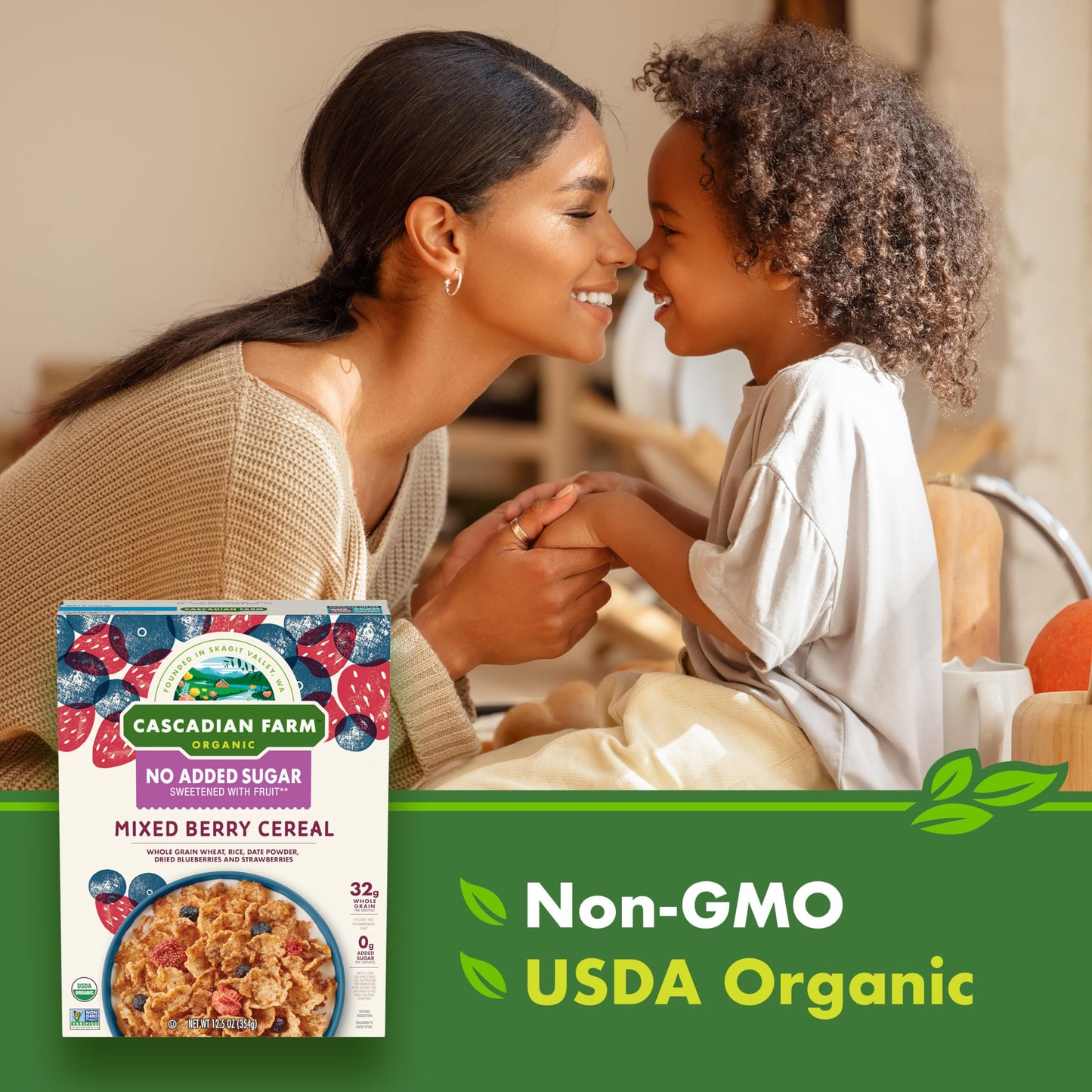 Cascadian Farm Organic Mixed Berry Cereal, No Added Sugar, 12.5 Oz