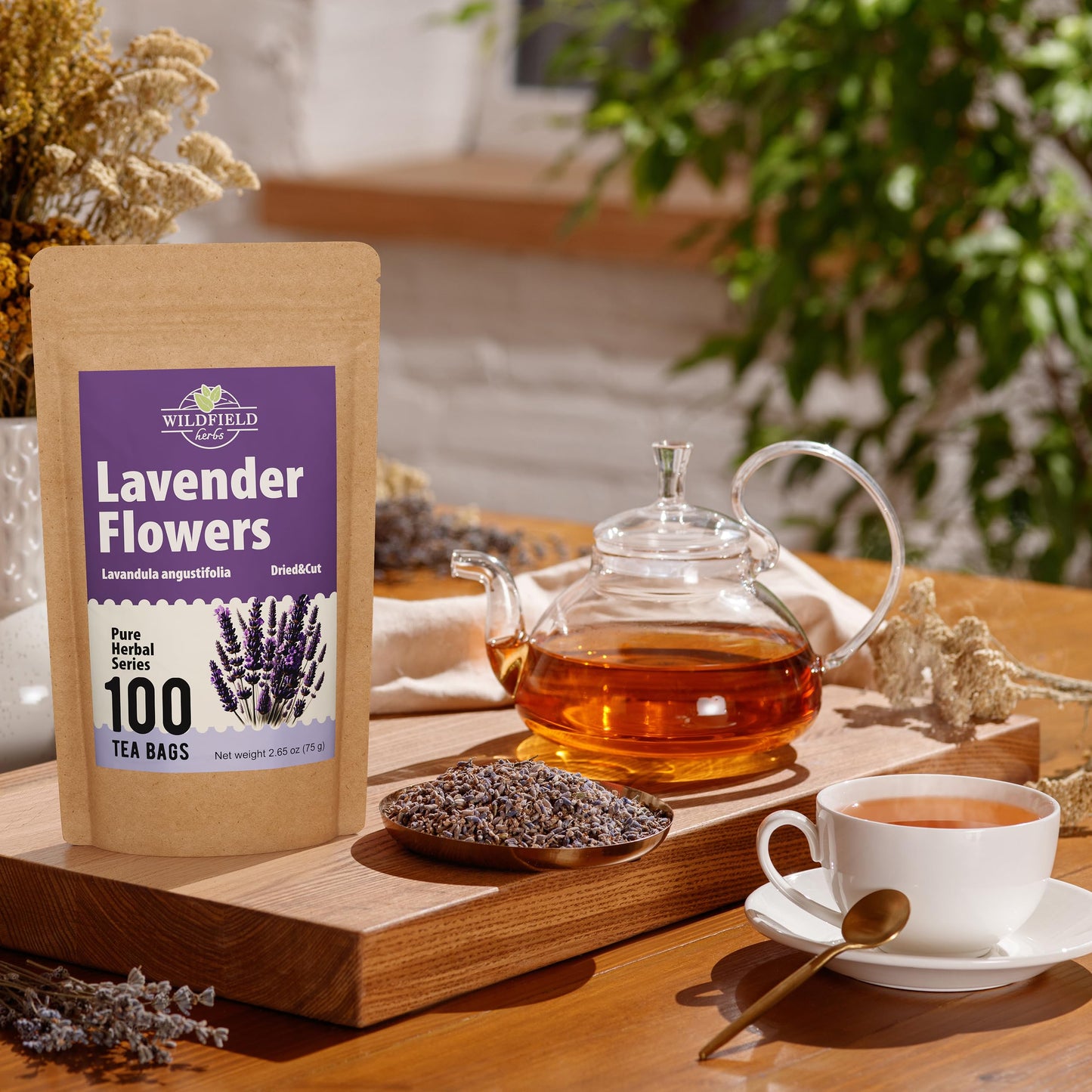 100 Bags Lavender Herb Lavender Buds Herbal Tea (Lavandula Angustifolia) - 100 Count 1.5G Bags Flowers Dried Tea Flores De Lavan