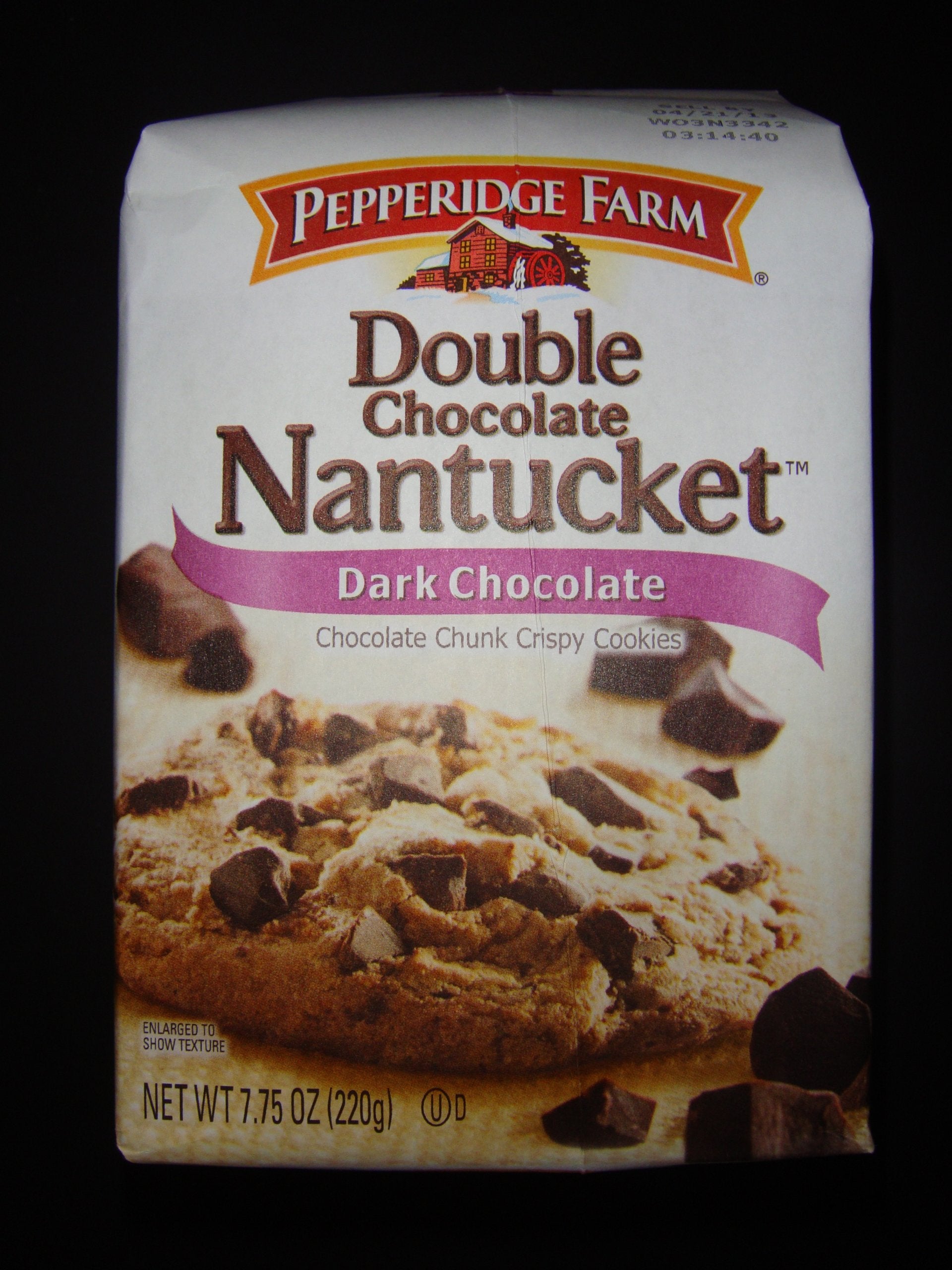Pepperidge Farm Double Chocolate Nantucket Dark Chocolate Chunk Crispy Cookies 7.75 oz. (Pack of 4)