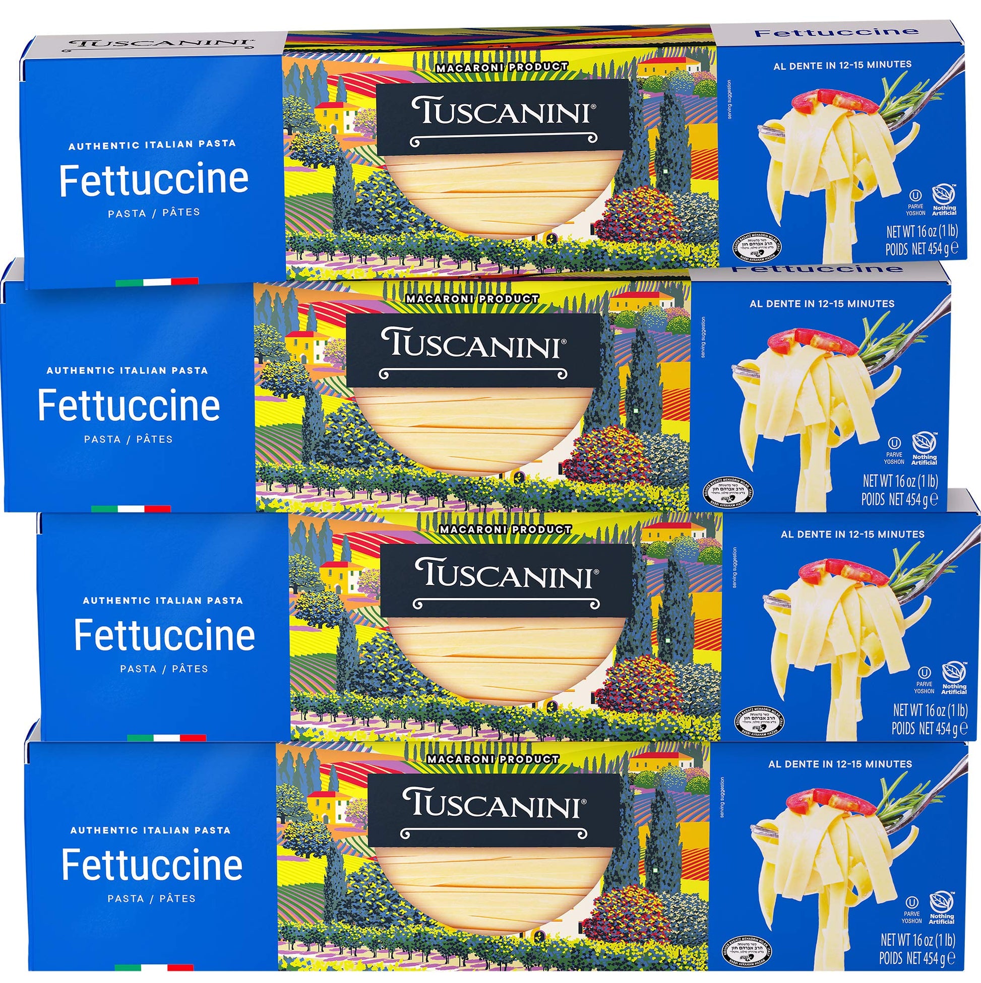 Tuscanini Fettuccine Pasta Noodles - 16oz (4 Pack) - Made with Premium Durum Wheat