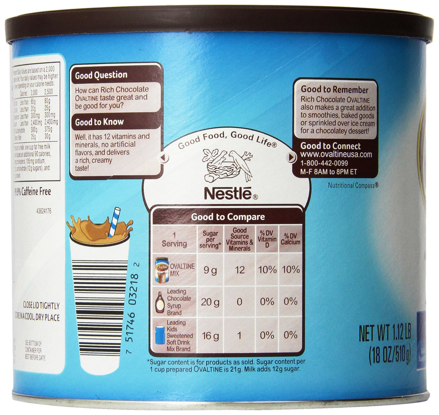 Ovaltine Nutritional Drink, Rich Chocolate, 1.12 lb