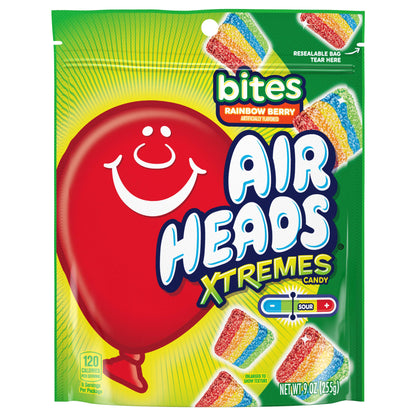 Airheads Xtremes Bites, Halloween Trick or Treat Sweetly Sour Candy, Rainbow Berry, Individually Wrapped Bulk Candy for Adults &