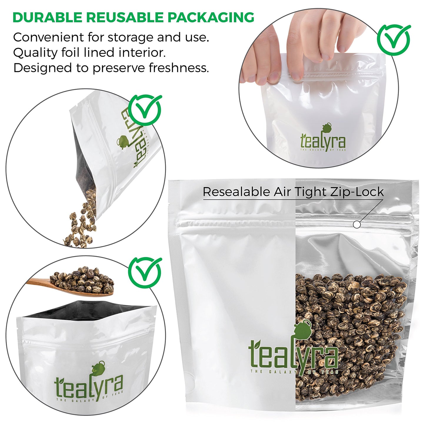 Tealyra - Imperial Jasmine Dragon Pearls - 8-Ounce - Green Tea Loose Leaf - Premium Jasmine Green Tea With Pleasant Aroma - 220