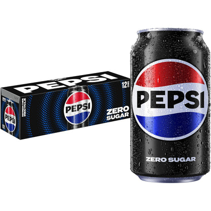 Pepsi Zero Sugar Cola Soda, 12 Fl Oz Cans (Pack of 12)